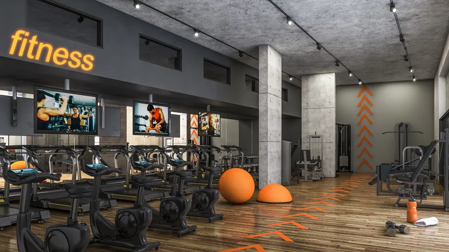 Academia equipada com esteiras e aparelhos de musculação