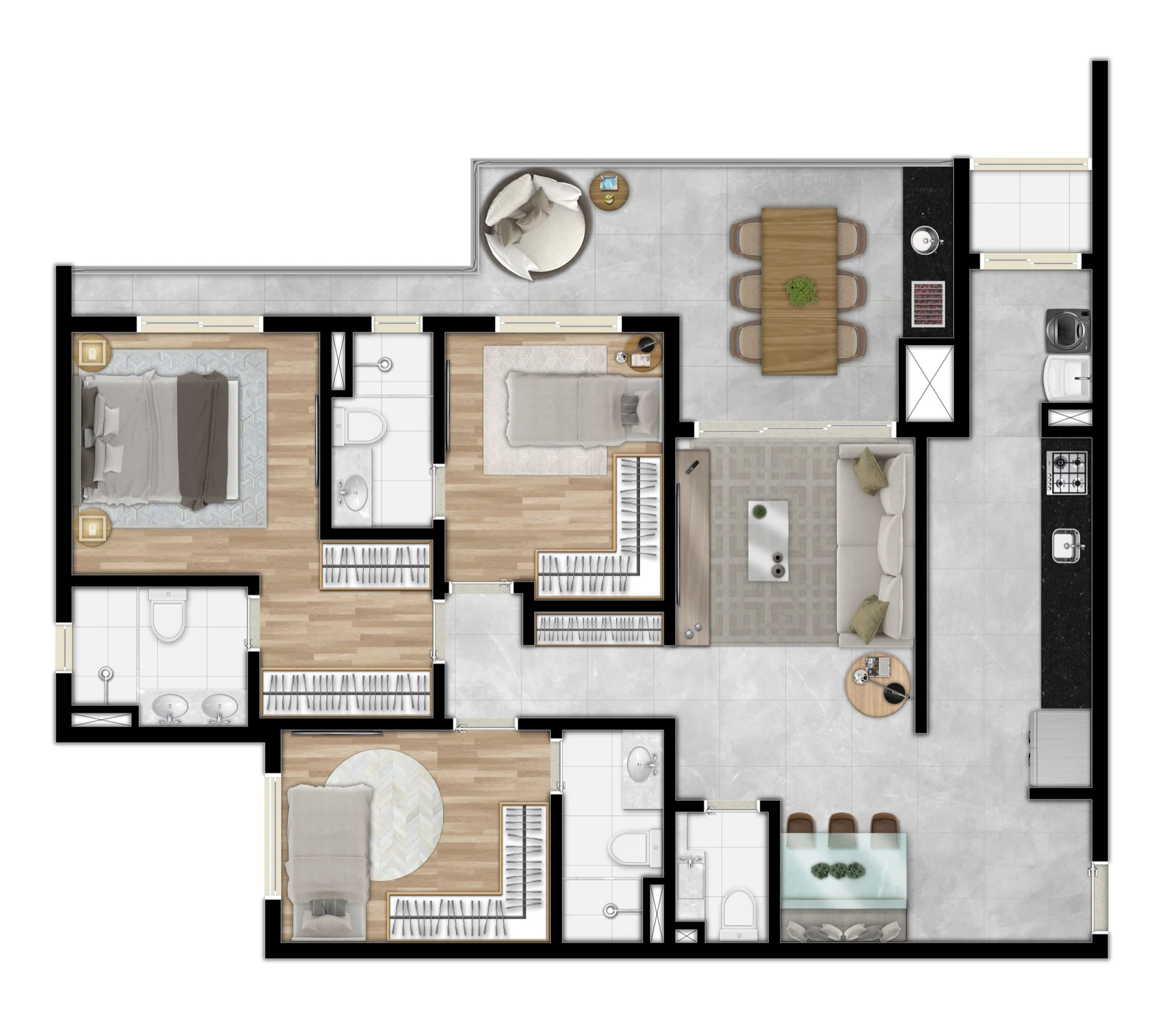 Planta · Apartamento 106m² &middot; opção A