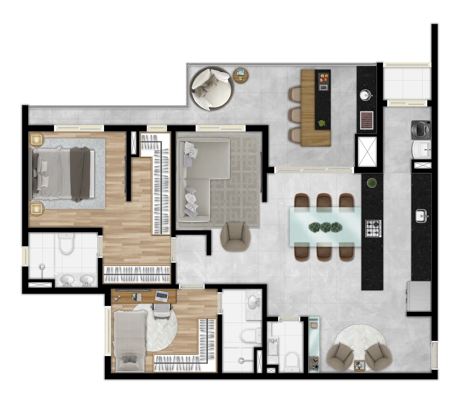 Planta · Apartamento 106m² &middot; opção A, ampliada