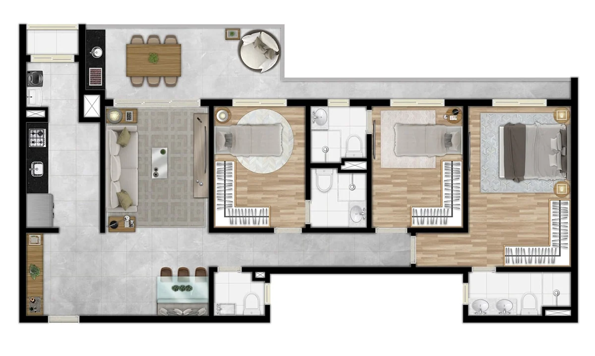 Planta · Apartamento 106m² &middot; opção B