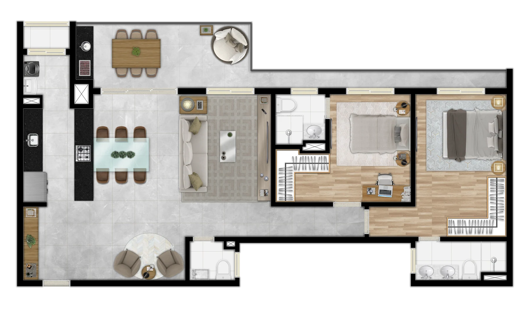 Planta · Apartamento 106m² &middot; opção B, ampliada