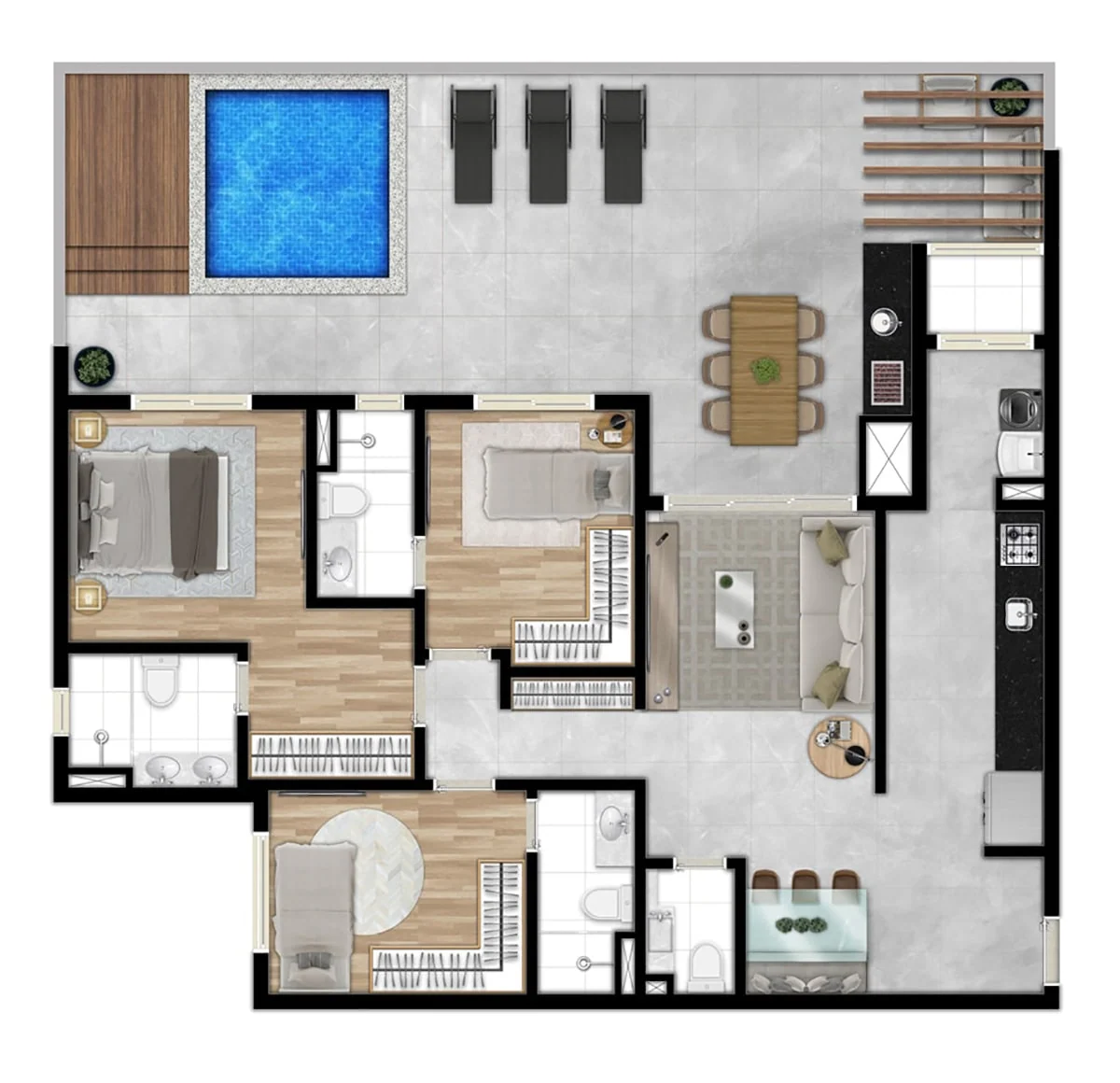 Planta · Apartamento Garden 149m² &middot; opção A
