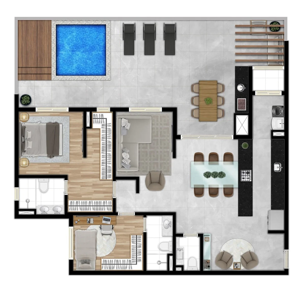 Planta · Apartamento Garden 149m² &middot; opção A, ampliada