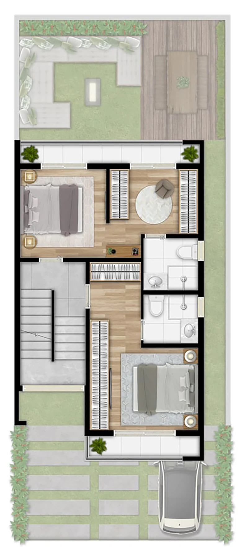 Planta · Casa Triplex 167m² &middot; 1º pavimento, opção 2